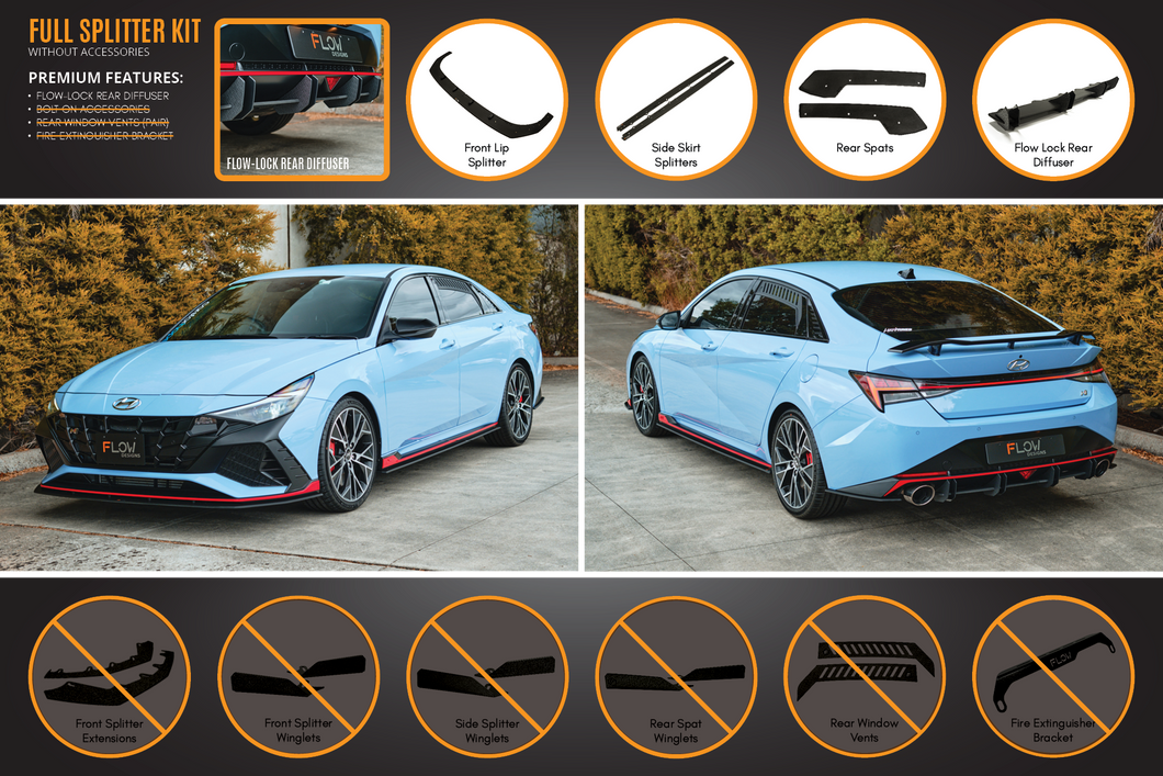 CN7 Elantra N Sedan 2021 Full Lip Splitter Set